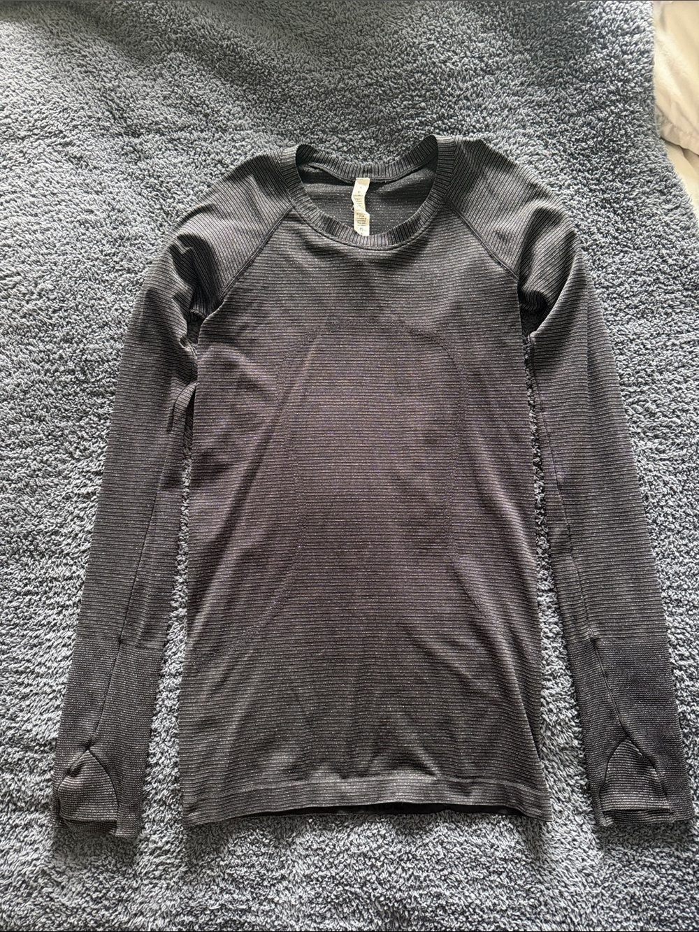 Lululemon swiftly tech long sleeve black with silver sparkles